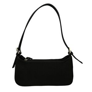 Y2K Black Shoulder Bag Mini Purse Adjustable Strap Nylon Mesh Retro 2000s